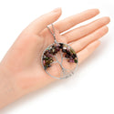 1pc Tree of Life Prosperity Necklace, Natural Tourmaline Gemstone Pendant, 26 inch Surgical Stainless Steel Chain, GGP9-3