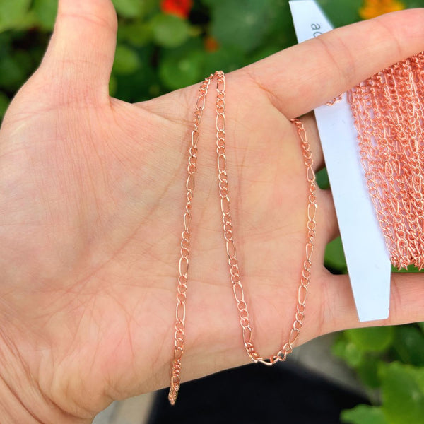 33 Feet Diamond Cut Figaro Copper Chain Link, Bright Coppery, 5.9x2.5mm, CW10-C2