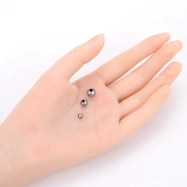 100pcs 304 Stainless Steel Smooth Spacer Beads, Size Selections: 6mm/8mm