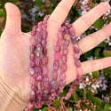 Natural Pink Tourmaline Gemstone Oval Tumbled Pebble Beads, Irregular, 7mm to 10mm, Hole ID 1mm, 15 Inch/1 Strand, GZ12-32