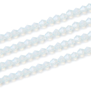 500pcs Creative Club Faceted Bicone Crystal Glass Beads, White Opal, 4mm (0.16 Inch) Small Tiny, Hole ID 0.9mm, CCB434