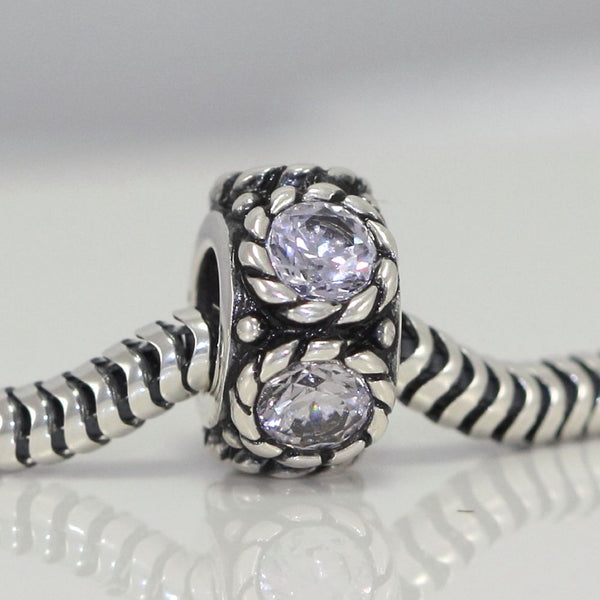 1pc Real 925 Sterling Silver June Birthstone Flower Round Charm Bead, Cubic Zirconia CZ Gemstone, Compatible with Pandora all Other Charm Bracelets, EC1-N6