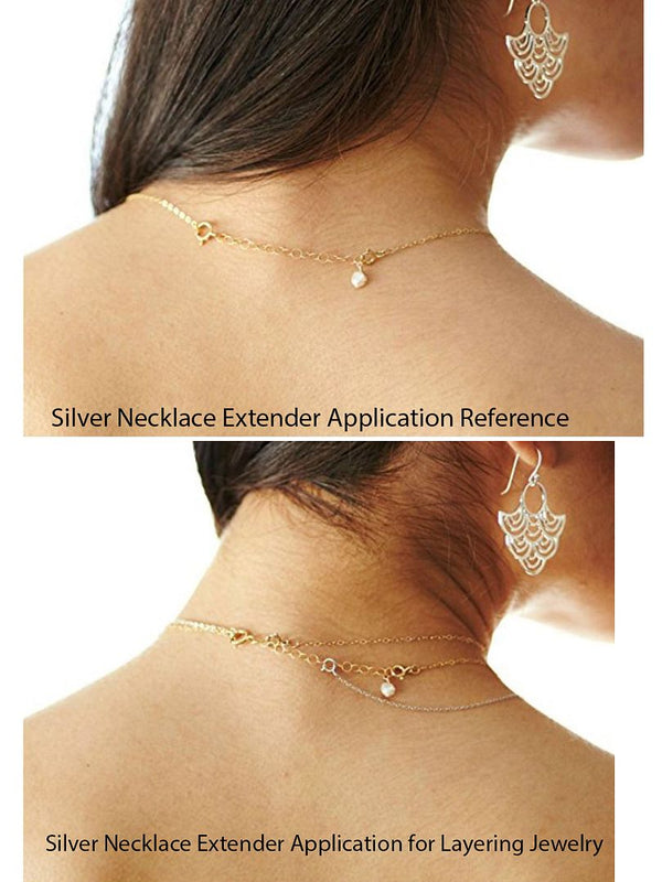 1pc 925 Sterling Silver Chain Extender with Clasp, Pearl Drop Chain Extension, Length Selections: 2 inch/3 inch/4 inch/5 inch/6 inch