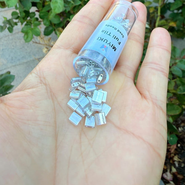 10g Miyuki Full Tila Square Seed Beads 5x5mm, Luster Light Grey (TL-1881)