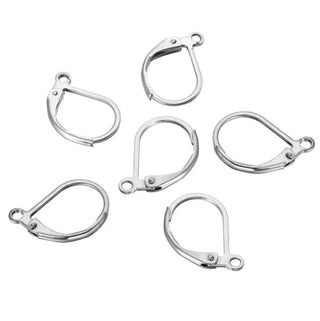 50pcs 304 Surgical Stainless Steel Leverback Earring Hooks – 15mm Strong Ear Wires