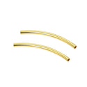 20pcs Tarnish Resistant Curved Noodle Tubes, 18K Yellow Gold Plated Brass, Hole ID 1.5mm, Length Selections: 25/30/35/40/50mm