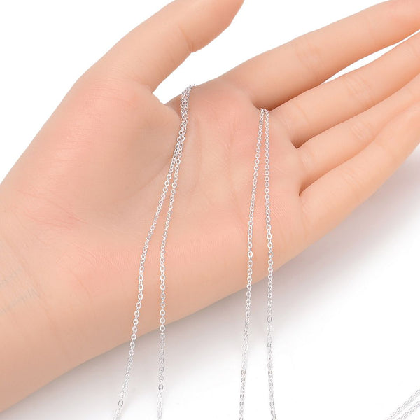 5 Feet 925 Sterling Silver Unfinished Flat Cable Chain Links, 1.5mm, Thin Small SSK-R3