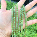 Natural Green Nephrite Jade Gemstone Faceted Flat Round Coin Beads, 6mm, Hole ID 1mm, 15 Inch/1 Strand, GZ13-12