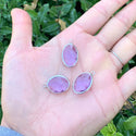 10pcs Grade A June Alexandrite Purple Oval Birthstone Charm Drops, Sterling Silver Plated Brass, 18x13mm, CCP6-S6
