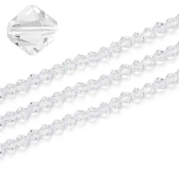 250pcs Creative Club Faceted Bicone Crystal Glass Beads, Crystal Clear, 6mm (0.24 Inch), Hole ID 1mm, CCB601