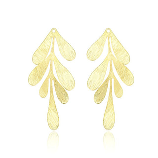 10pcs 62mm Large 7-Petal Leaf Drop Pendants, Tarnish Resistant, 18K Yellow Gold Plated Brushed Brass, BF-B6