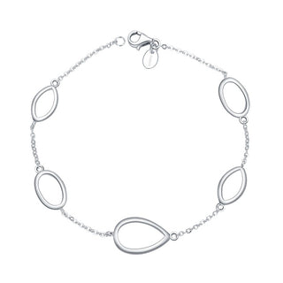 1pc 925 Sterling Silver Large Teardrop & Oval Link Chain Bracelet, Tarnish Resistant White Gold Plated, Length Selections: 7 inch/7.5 inch/8 inch