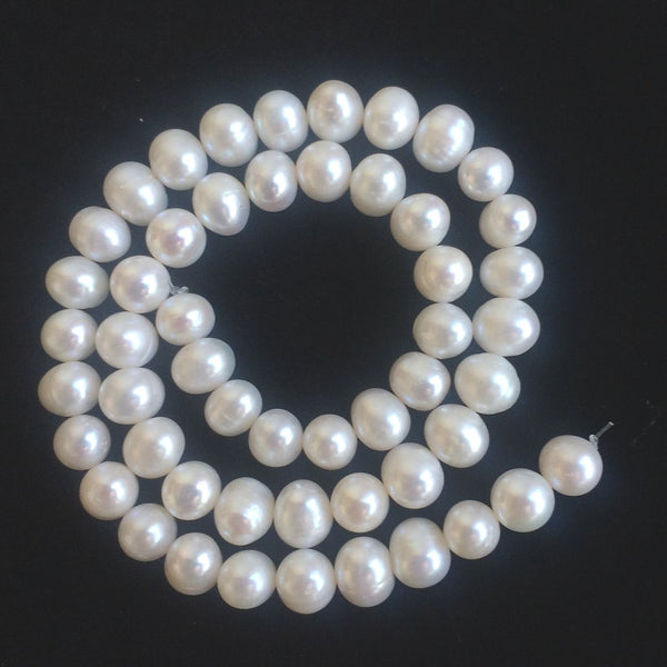 Adabele Natural AA Grade Potato Round Pearl Beads, White Cultured Freshwater Pearls, 8- 9mm, 1 Strand/14 Inch, FP1-89