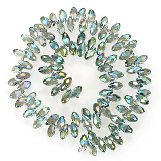 200pcs Creative Club Faceted Teardrop Briolette Crystal Glass Beads, Pendant Drop, Peridot Shimmer, 12x6mm, Hole ID 1mm, CCT2-36
