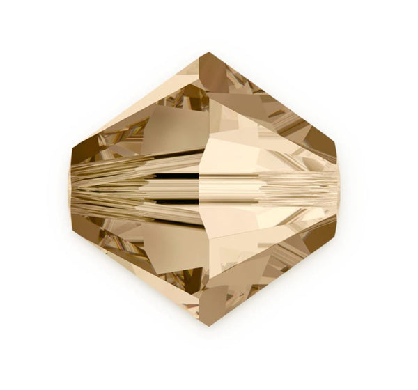 50pcs Preciosa Faceted Bicone Crystal Beads, Crystal Honey (Golden Shadow), 6mm, Hole ID 1mm, Pre-B628