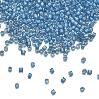 7.5g Miyuki Delica 11/0 Seed Beads, Translucent Luminous Dusk Blue DB2054