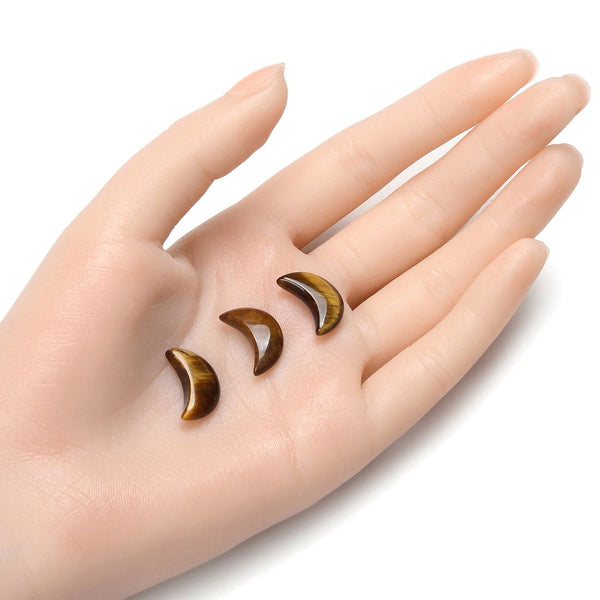 4pcs Natural Yellow Tiger Eye Hand Carved Moon Gemstone, 18mm Loose Cut Stones, G3P-A1