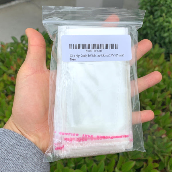 200pcs x Strong Small Self Adhesive Resealable Clear Plastic Cellophane Bags, Durable Packaging Storage Bag, Size Selections: 2.8 Inch, 3.6 Inch, 4 Inch