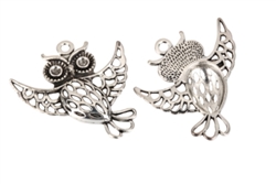 10 x Owl King Charms 35x32mm Antique Silver Tone  #MCZ204