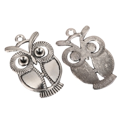 10 x Owl Charms 30x21mm Antique Silver Tone  #MCZ240