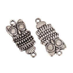 10 x Owl Charms 22x12mm Antique Silver Tone  #MCZ256