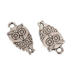 10 x Adorable Owl Charms 15x10mm Antique Silver Tone  #MCZ269