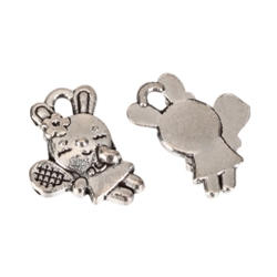 20 x Cute Kitty Cat Playing Tennis Charms 15x8mm Antique Silver Tone  #MCZ312