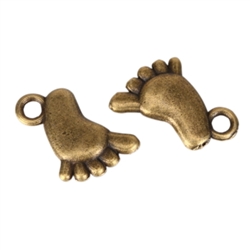 20 Little Foot Charms 12x10mm Antique bronze Tone  #MCZ323