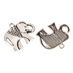 10 x Elephant Charms 24x17mm Antique Silver Tone  #MCZ364