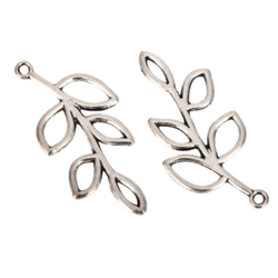 10 x Leaf Charms 38x18mm Antique Silver Tone  #MCZ381