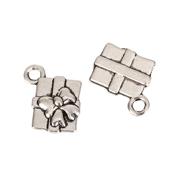 10 x Gift Box Charms 13x10mm Antique Silver Tone  #MCZ392