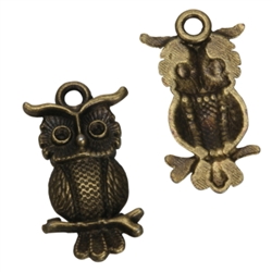 10 x Owl King Charms 22x15mm Antique Bronze Tone  #MCZ534