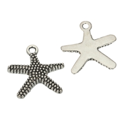 10 x Sea Star Charms 19x17mm Antique Silver Tone  #MCZ601