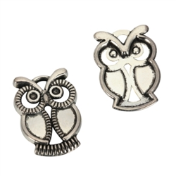 10 x Owl King Charms 20x15mm Antique Silver Tone  #MCZ712