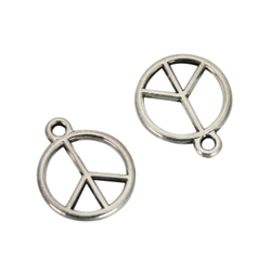 20 x Peace Charms 11mm Antique Silver Tone  #MCZ720