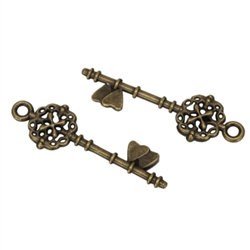 10 x Love Key Charms 27x9mm Antique Bronze Tone  #MCZ730