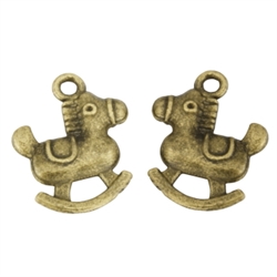 20 Rocking Horse Charms 15x13mm Antique Bronze Tone #MCZ776