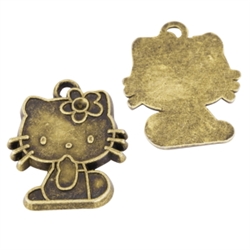 20 Cute Kitty Charms 13x12mm Antique Bronze Tone #MCZ786