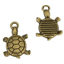 10 Longivity Turtle Charms 19x12mm Antique Bronze Tone #MCZ834