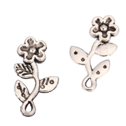 20 Cute Flower Charms 18x10mm Antique Silver Tone #MCZ835