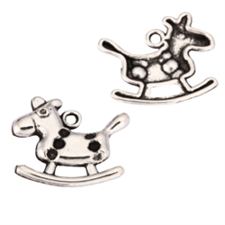 20 Rocking Horse Charms 16x13mm Antique Silver Tone #MCZ845