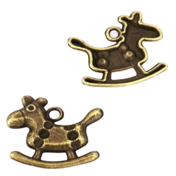 20 Rocking Horse Charms 16x13mm Antique Bronze Tone #MCZ846