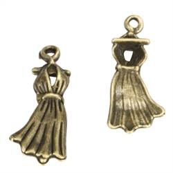 20 Beautiful Dress Charms 22x11mm Antique Bronze Tone #MCZ860