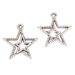 20 x Star Union Charms 20mm Antique Silver Tone  #MCZ1025