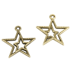 20 x Star Union Charms 20mm Antique Bronze Tone  #MCZ1026