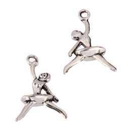 20 x Dancing Gymnast Charms 25x15mm Antique Silver Tone  #MCZ1166