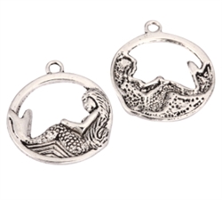 10pcs Mermaid Charms 23mm Antique Silver Tone  #MCZ1208